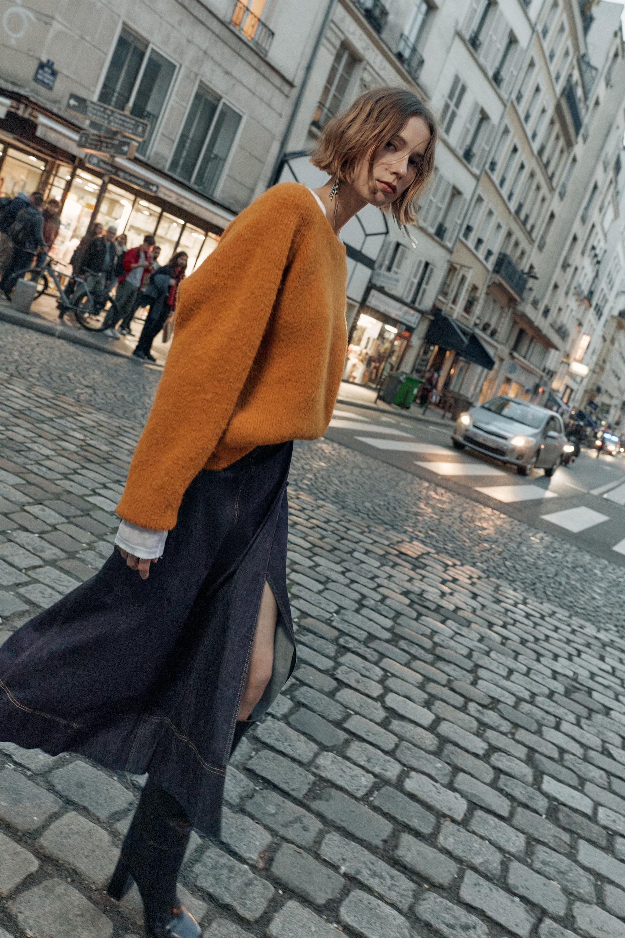 Z1975 BELTED WRAP DENIM MIDI SKIRT